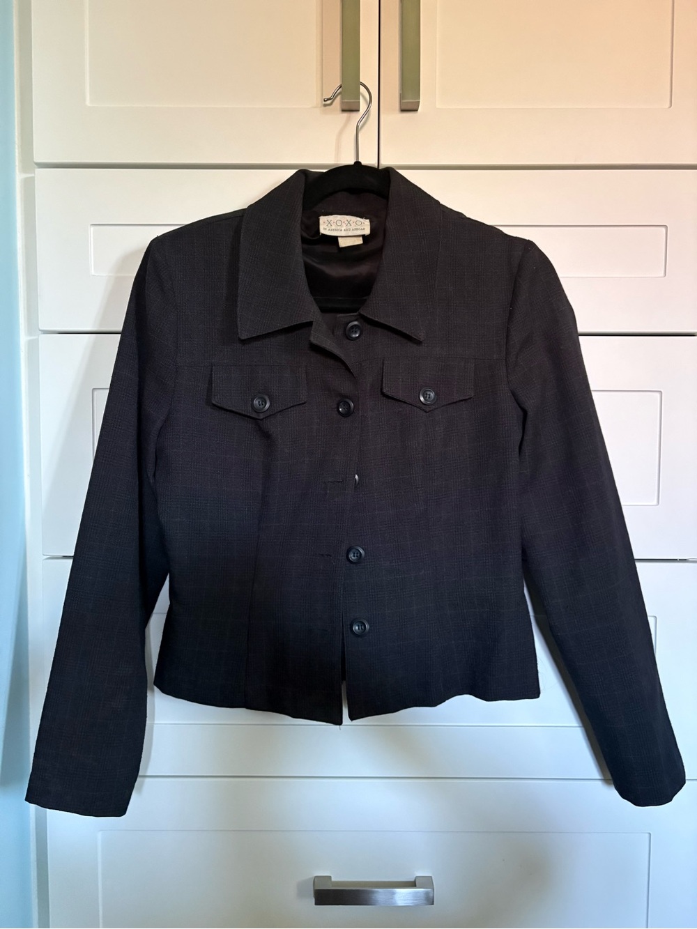 XOXO Classic Dark Grey plaid Women's Button-Up Jacket